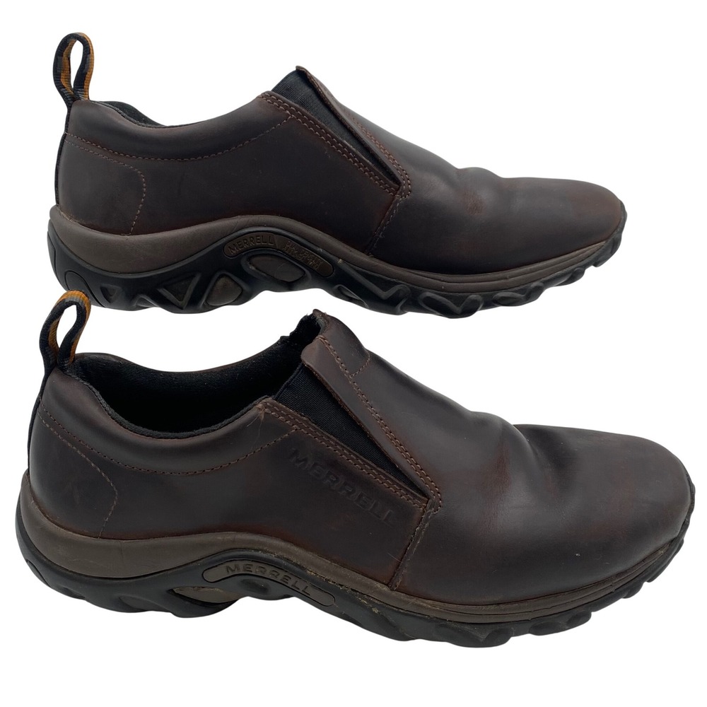 Merrell Jungle Moc Shoes Mens 10 Brown Nubuck Leather Slip On 60831